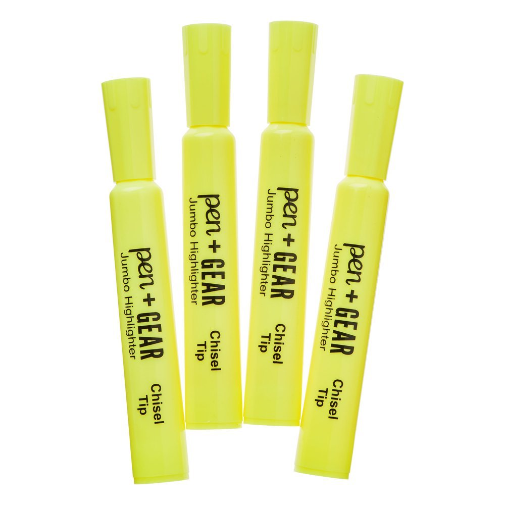Resaltador Jumbo, amarillo fluorescente, 4 unidades, Pen + Gear