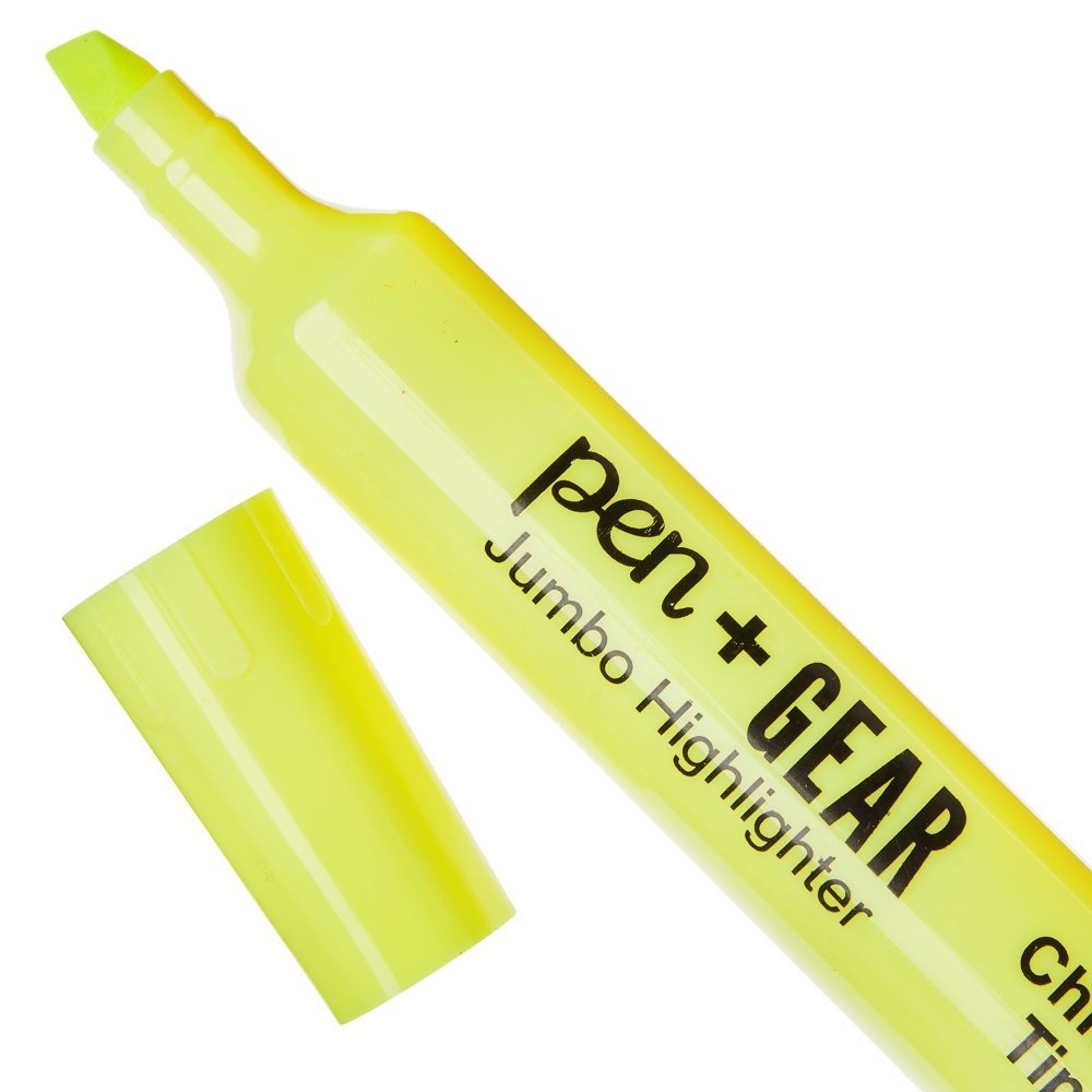 Resaltador Jumbo, amarillo fluorescente, 4 unidades, Pen + Gear