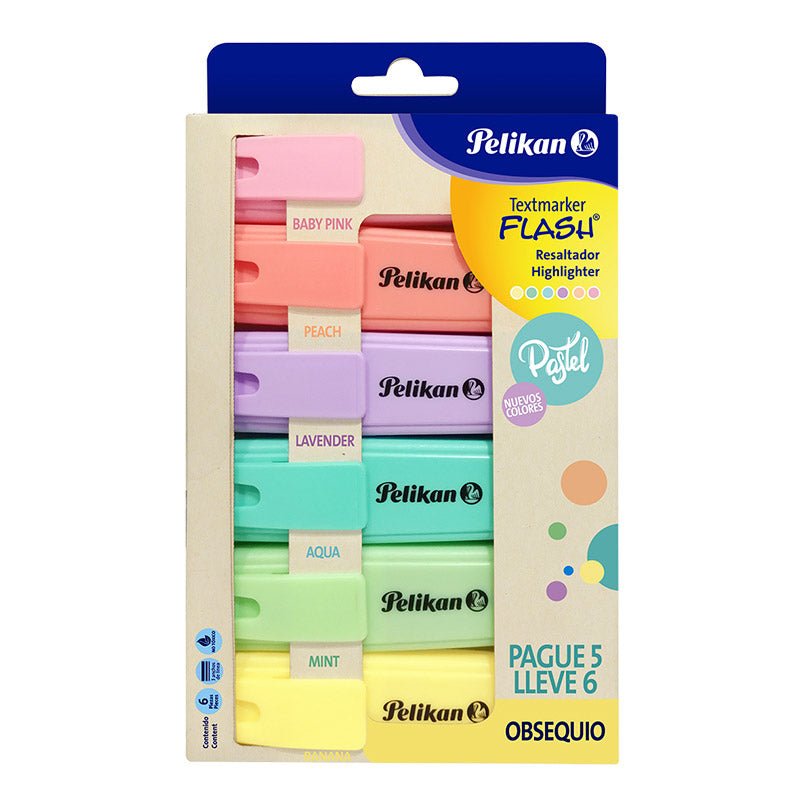 Resaltador Textmarker Flash, colores pasteles, 5/1 Pague 5 y lleve 6.