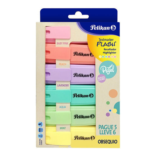 Resaltador Textmarker Flash, colores pasteles, 5/1 Pague 5 y lleve 6.