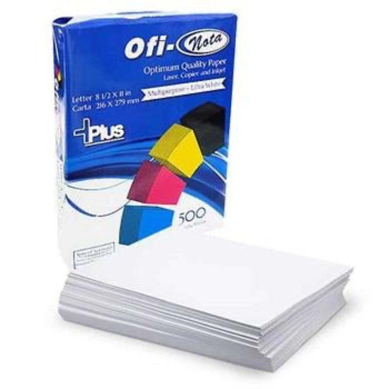 Resma de papel blanco radiante Bond 20 de 500 hojas, tamaño 8.5" x 11" - Ofi-Nota - Officemate