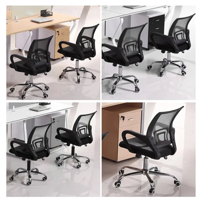 Silla secretarial Jade negra con respaldo de malla, base cromada y ruedas, altura ajustable - Officemate