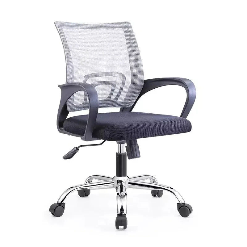 Silla secretarial Jade Gris de OM Furniture, ergonómica con respaldo en 'S' y base cromada. Perfecta para oficinas modernas.