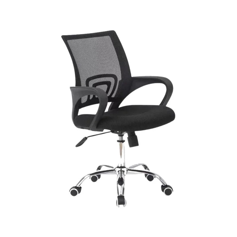 Silla secretarial Jade Negra de OM Furniture con diseño ergonómico y base cromada, ideal para largas jornadas - Officemate