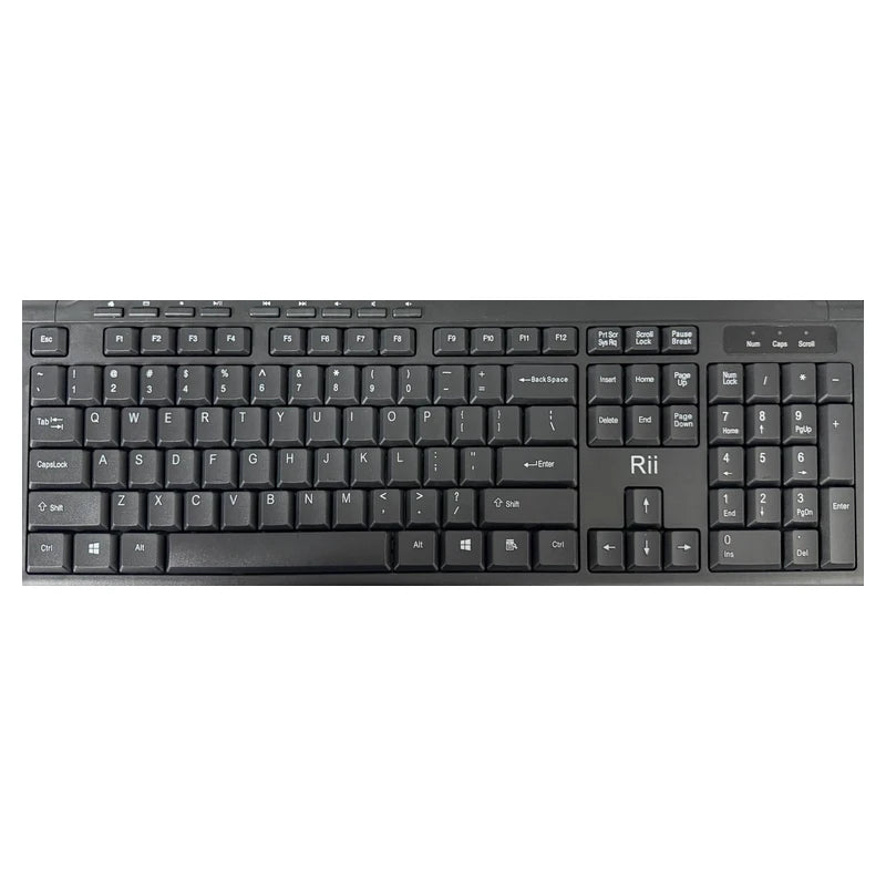 Teclado alámbrico Rii RK907 negro con teclado numérico y teclas multimedia