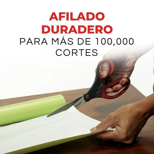 Tijera de precisión multiusos Scotch de 8 pulgadas, con hojas de acero inoxidable y mango ergonómico. Ideal para hogar y oficina. Disponible en Officemate.