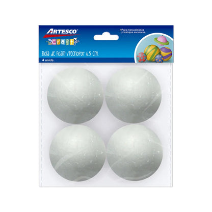 Bolas de foam Artesco de 6.5 cm, paquete de 4 unidades