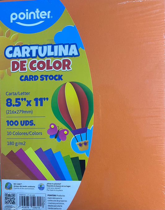 Cartulina de color 8 1/2 x 11, 100 unids Pointer