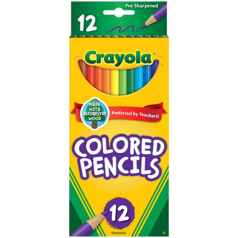 CRAYOLA Lápices de colores: cuenta con 12 lápices de colores Crayola en colores clásicos Suministros de arte para niños: duraderos y duraderos, los lápices de colores Crayola son perfectos para suministros escolares, proyectos de colorear en casa y mucho más