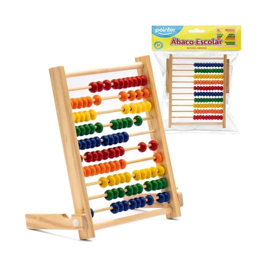 Ábaco escolar de madera con cuentas de colores para niños - Pointer - Officemate