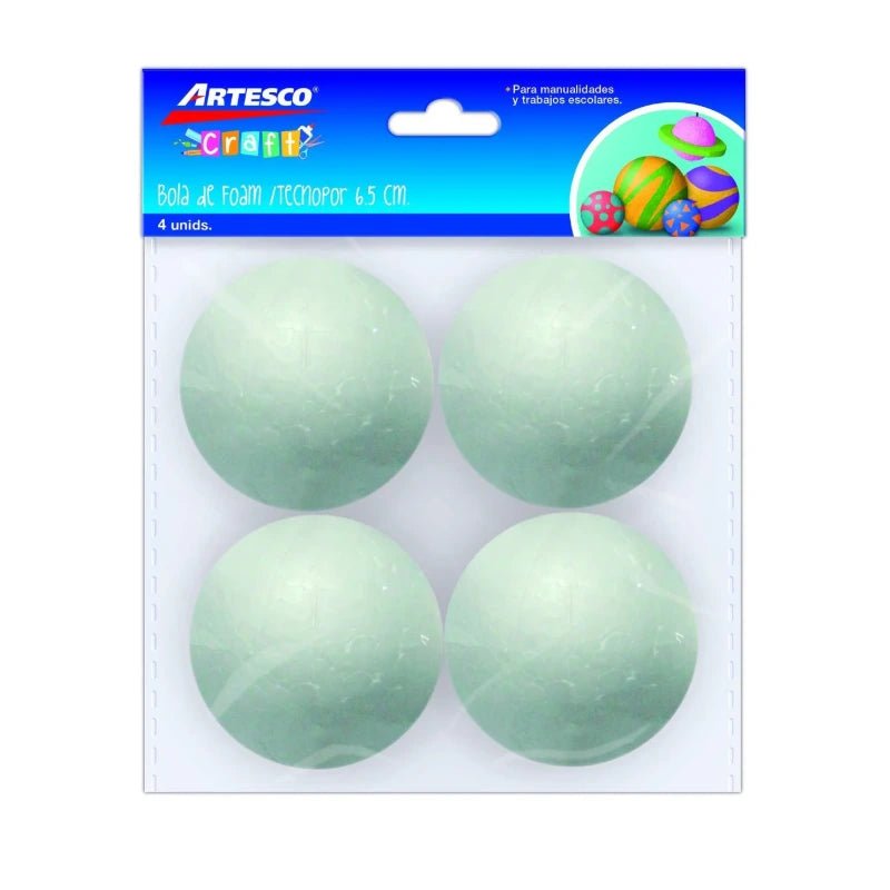 Bolas de Foam 6.5 cm - Pack de 4 Unidades - Artesco