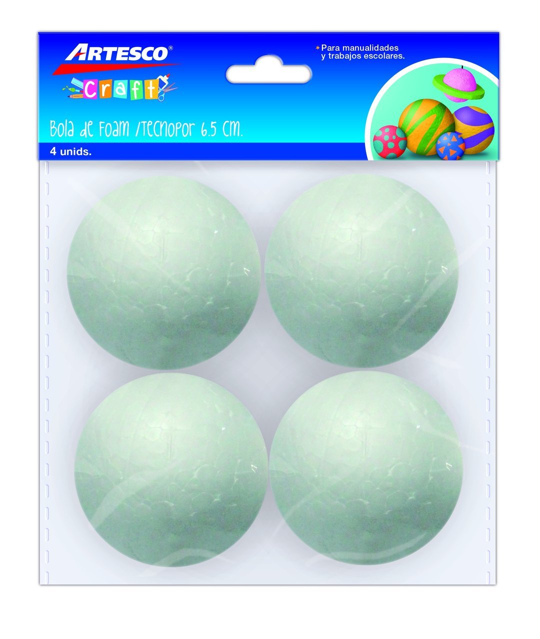 Bolas de Foam 6.5cm 4/1 Blister, Artesco