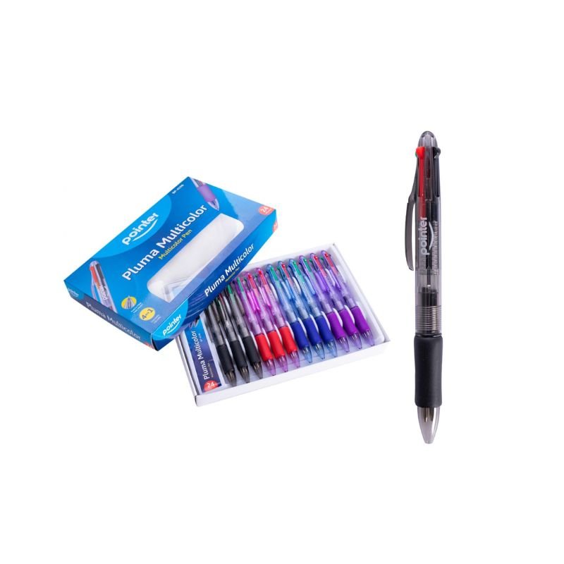 Bolígrafo multicolor de 4 colores surtidos de Pointer, ideal para notas coloridas.