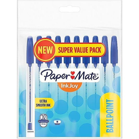 Set de bolígrafos InkJoy 50 Clear azul 10/1 Paper Mate, escritura suave y cómoda.