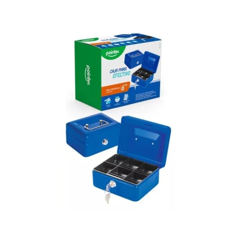 Caja Chica Metálica 6" con Llave - Negra - Pointer