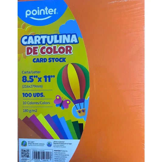 Paquete de 100 hojas de cartulina Pointer en colores surtidos tamaño carta - Officemate