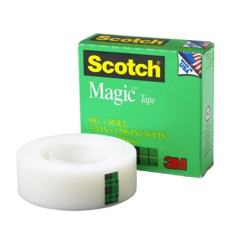 Cinta adhesiva invisible Magic Tape Scotch 3M de 36 yardas, rollo de vista frontal. Disponible en Officemate República Dominicana.