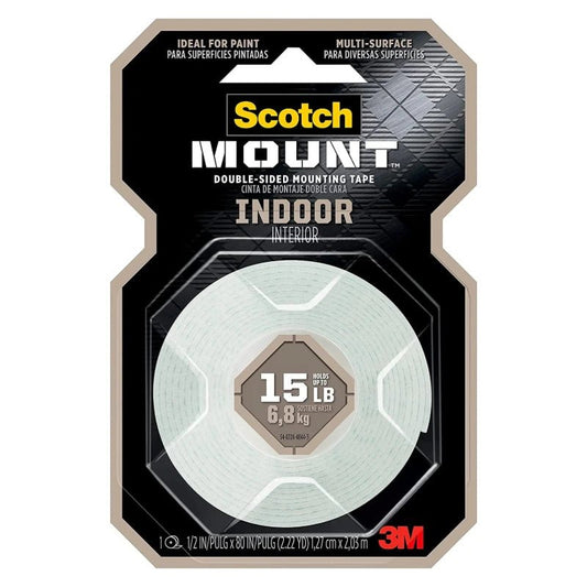 Cinta de montaje doble cara Scotch-Mount 3M, 1/2" x 80", vista adicional. Disponible en Officemate República Dominicana.