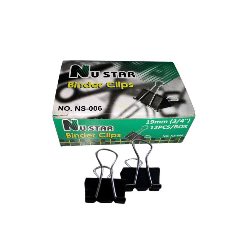 Clips Binder 3/4" (19 mm) - 12 Unidades Nustar para oficina y escuela