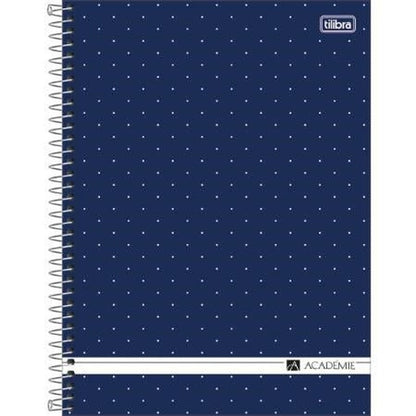 Portada del cuaderno Cátedra Tilibra azul con franja blanca y logo Académie