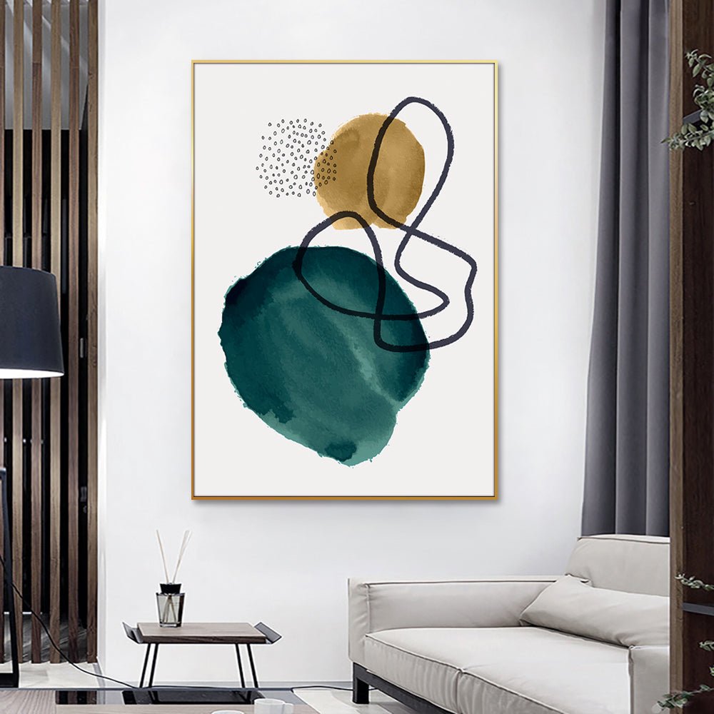 Este cuadro de arte abstracto, con su diseño minimalista y paleta de colores calmantes, aportará un toque de sofisticación y elegancia a tu oficina o sala de espera. Sus elementos prominentes, un borrón de color verde oscuro y un borrón marrón dorado, se destacan contra el fondo blanco, creando un contraste visual atractivo. ¡No pierdas la oportunidad de transformar tu espacio! Adquiérelo ahora en Officemate.