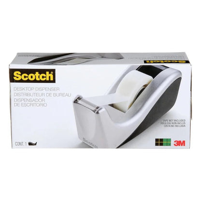 Dispensador de cinta Scotch plateado y negro de escritorio 3M – Officemate