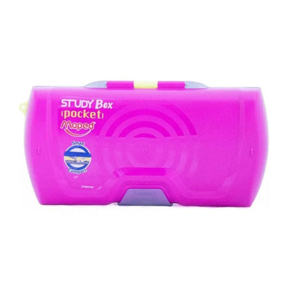 Estuche Pocket Box Maped en color rosado, compacto y resistente, ideal para organizar lápices y útiles escolares. Disponible en Officemate.