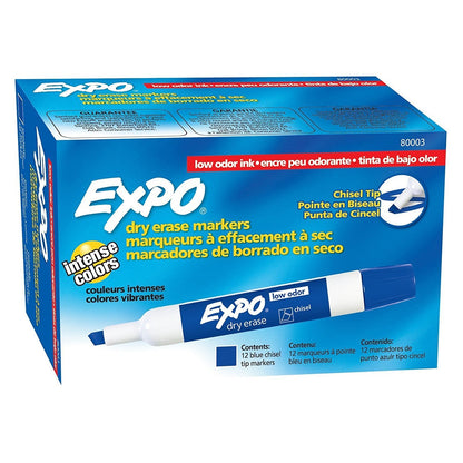 Caja de 12 marcadores Expo de bajo olor punta cincel, vista en ángulo