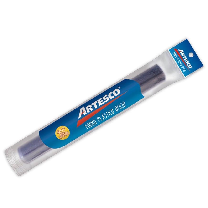 Forro plástico tamaño oficio con stickers de Artesco para proteger y personalizar libros