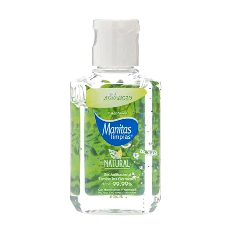 Gel antibacterial Manitas Limpias 2 oz en envase portátil transparente, ideal para higiene de manos, Officemate