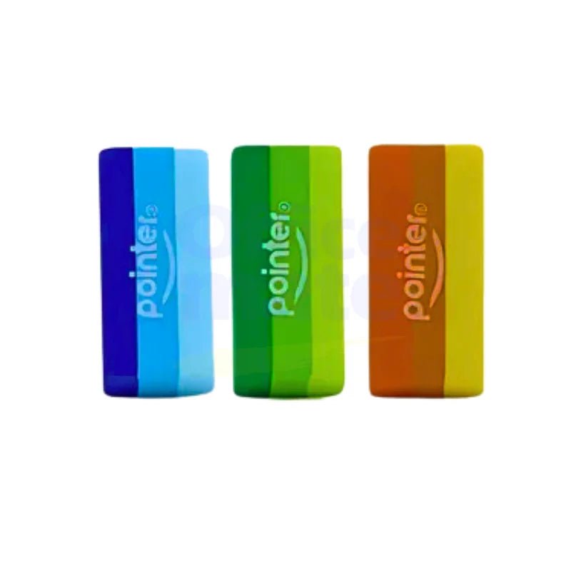 Goma de borrar colores 3 en 1 Pointer, paquete de 3 gomas rectangulares multicolor, borrado suave, Officemate