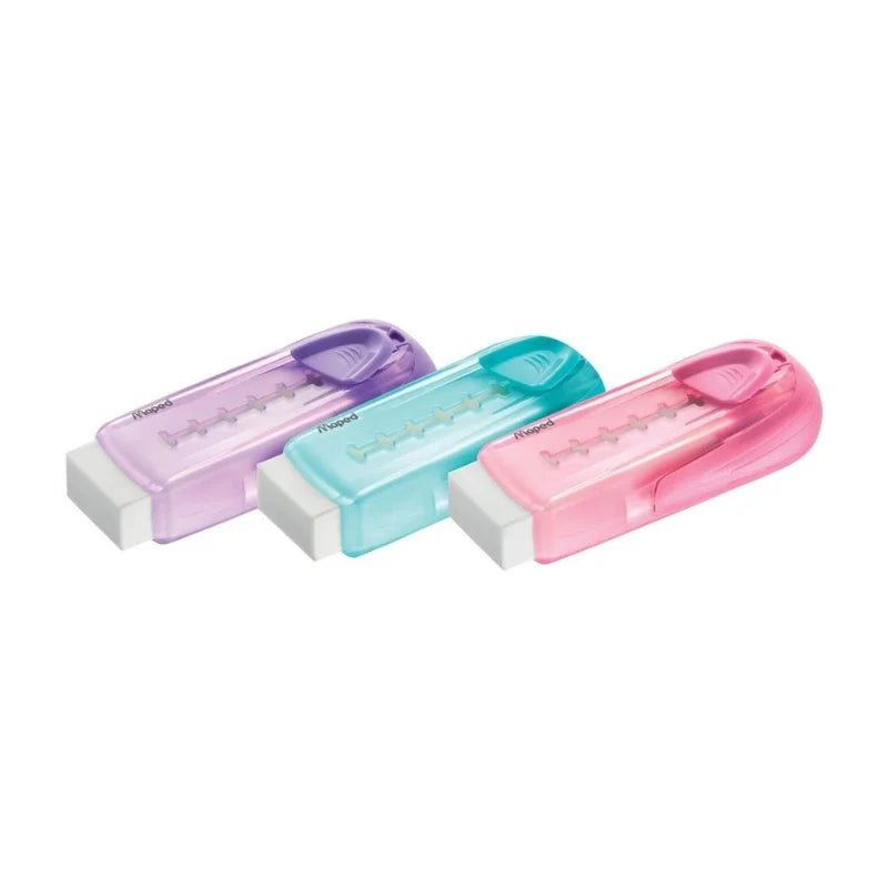 Goma de borrar Maped violeta con refill y diseño compacto. Officemate