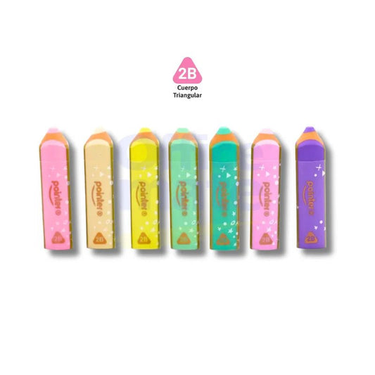 Goma de borrar Trendy Pointer 2B en colores pastel con forma de lápiz triangular, unidad surtida para escuela Officemate