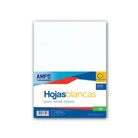 Hojas Blancas Bond 20 - 8.5" x 11" - 100 Hojas - Ampo