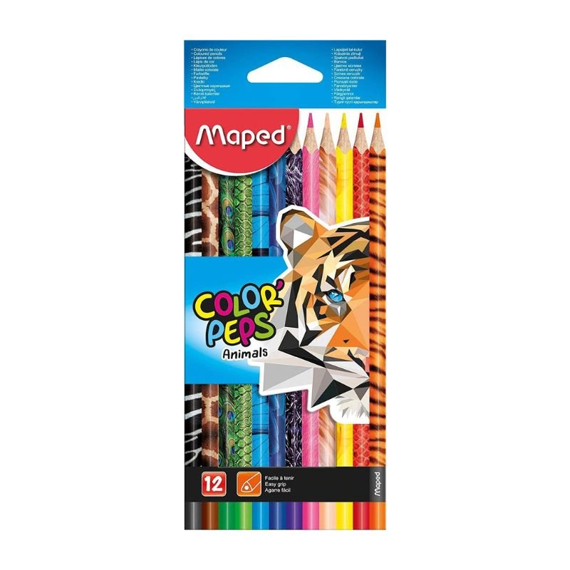 Set de 12 lápices de colores Color Peps Animal de Maped, ideal para colorear.
