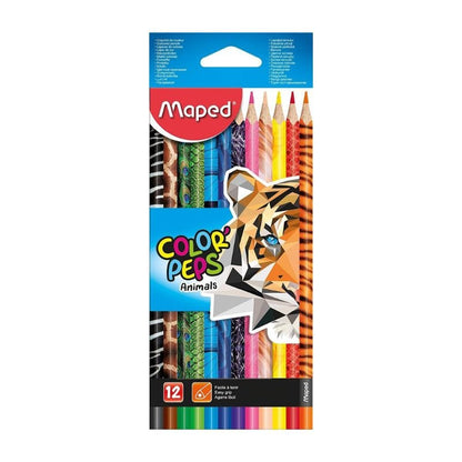 Set de 12 lápices de colores Color Peps Animal de Maped, ideal para colorear.