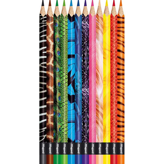 Doce lápices de colores Maped Color Peps Animal con estampados de piel animal