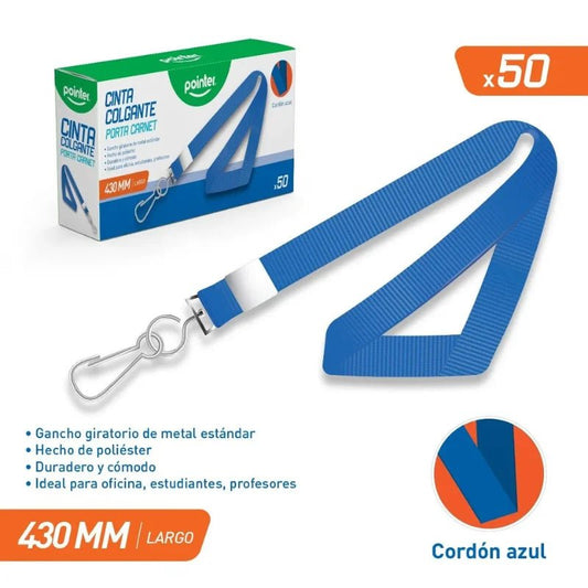 Cinta Porta Carnet Pointer color azul, caja de 50 unidades - Officemate