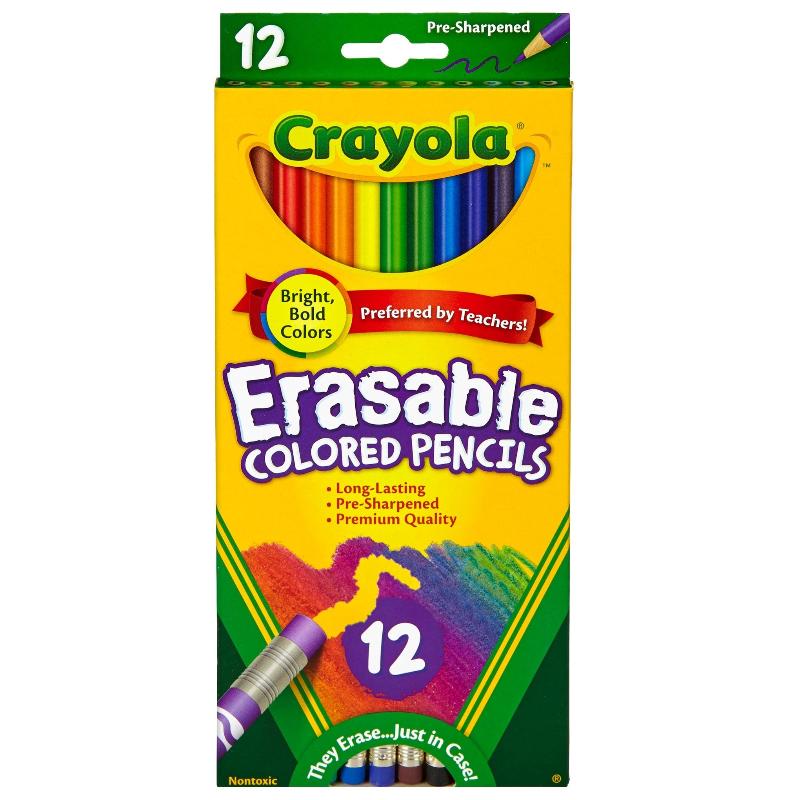Set de 12 lápices de colores borrables Crayola con gomas integradas - Offiemate