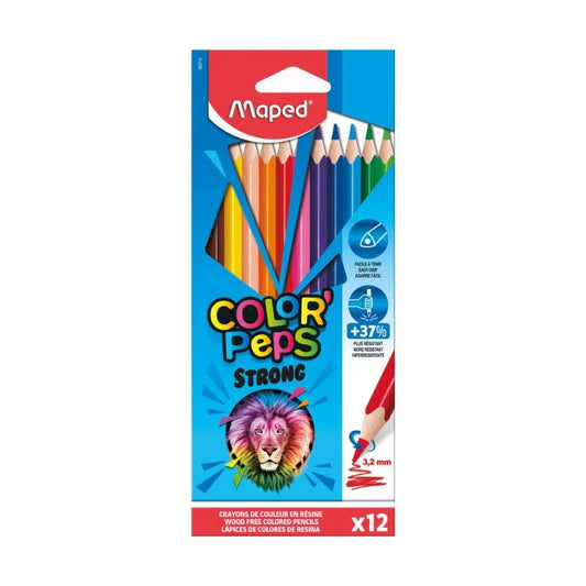 Lápices de colores Maped Color’Peps Strong 12 unidades con mina resistente y diseño ergonómico - Officemate