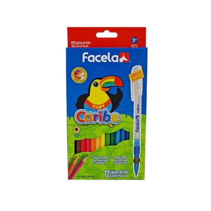 Lápices de Colores Hexagonal 12 Ud- Bolígrafo Gratis - Facela