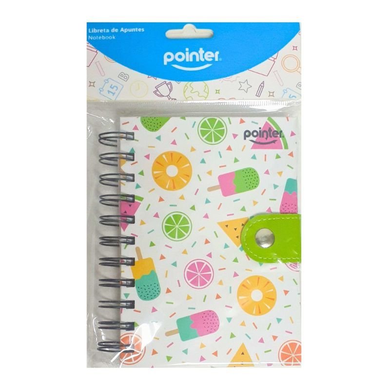 Libreta Espiral 4x6 con Broche de Pointer en diseños variados, ideal para notas y apuntes. Officemate