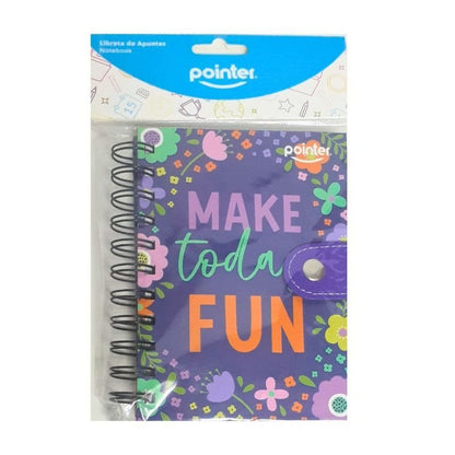 Libreta Espiral 4x6 con Broche de Pointer en diseños variados, ideal para notas y apuntes. Officemate