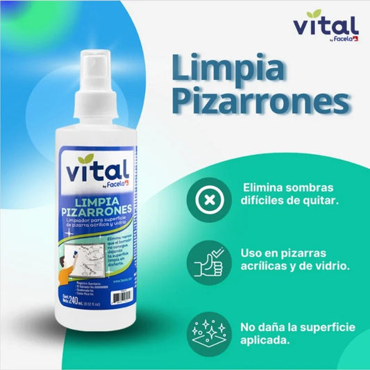 Limpiador Vital para pizarra acrílica 240ml, elimina sombras sin dañar - Officemate