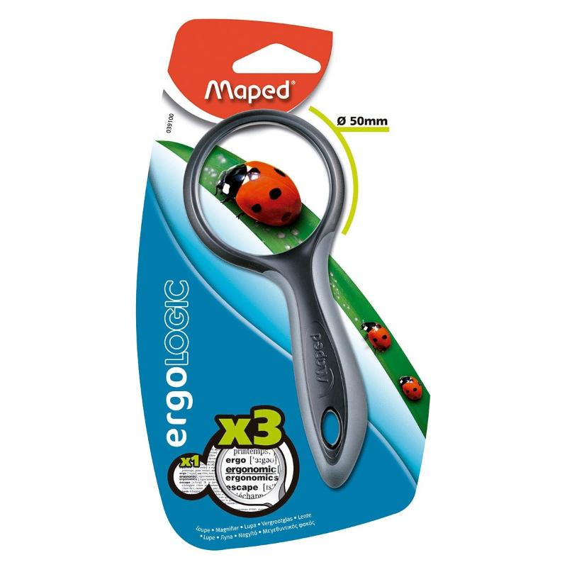 Lupa de Mano 50MM Maped en blister - Lente de alta precisión para uso escolar y profesional.