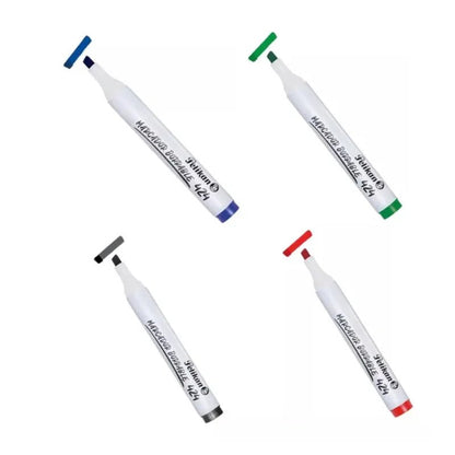 Marcador de pizarra verde Pelikan 424 con tinta vibrante y punta biselada para trazos limpios y fáciles de borrar. Officemate