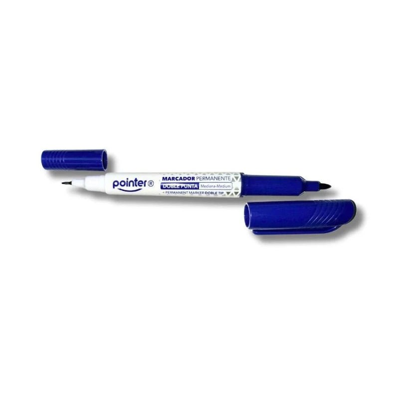 Marcador Permanente Doble Punta Azul - Pointer