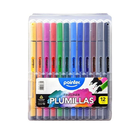 Marcadores de Colores Punta Fina 12/1 de Pointer, ideal para escritura y dibujo precisos