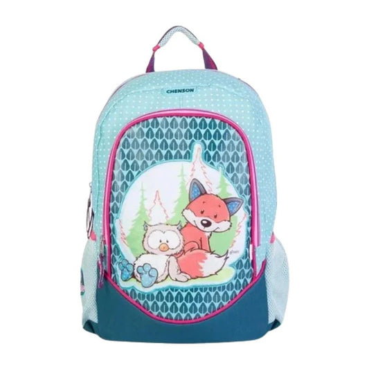 Mochila azul grande con diseño de zorro y búho para niños - Chenson Officemate