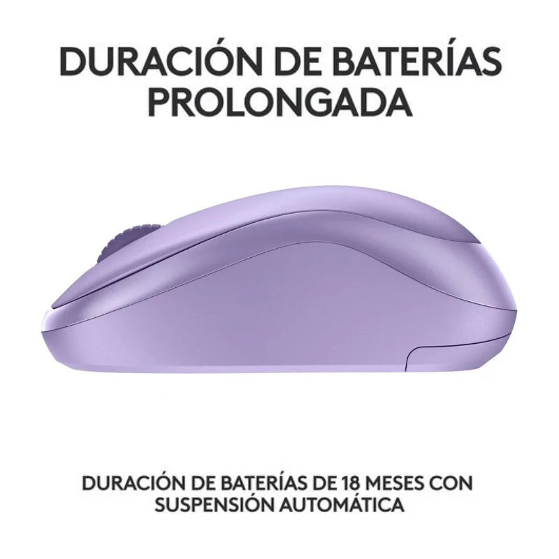 Mouse inalámbrico Logitech M220 en color lavanda, con clics silenciosos y diseño compacto. Disponible en Officemate.